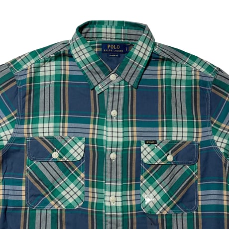 POLO RALPHLAUREN　"CLASSIC FIT" FLANNEL SHIRT (BLUE PLAID)