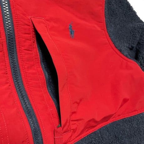 POLO RALPHLAUREN　PANEL FLEECE JACKET (NVY ×RED)