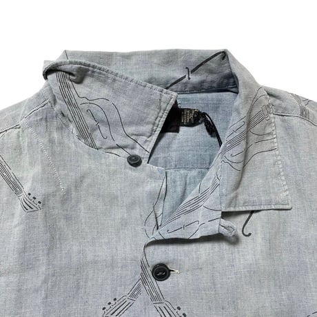 RRL RALPHLAUREN　"GUITAR PRINTED" CHAMBRAY SHIRT