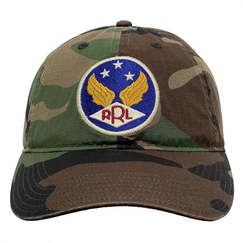 【新品・未使用】RRL・カモフラ柄ウイングロゴエンブレム ベースボールキャップ 新品・未使用】RRL・カモフラ柄ウイングロゴエンブレム ベース
