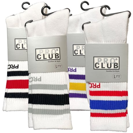 PRO CLUB　STRIPE CREW SOCK
