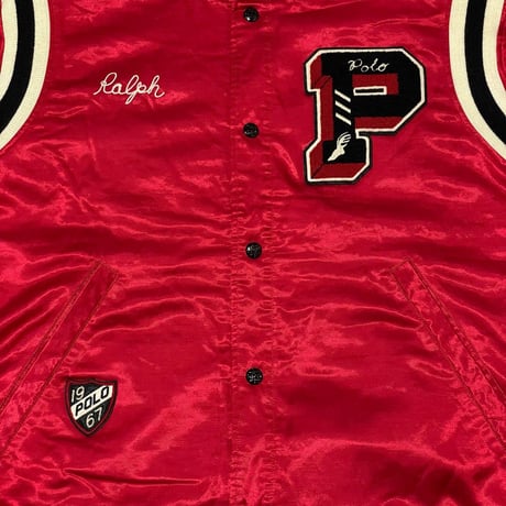 POLO RALPHLAUREN　"POLO TRGER" SATIN BASEBALL JACKET