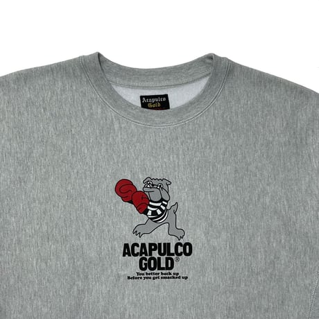 ACAPULCO GOLD　"HIT'EM UP" CREWNECK SWEAT (HEATHER GREY)