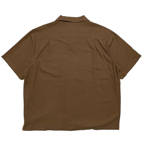 FIVE BROTHER　"LINEN RAYON" OPEN COLLAR SHIRT (BROWN)