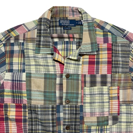 POLO RALPHLAUREN　"PATCH WORK" OPEN COLLAR SHIRT