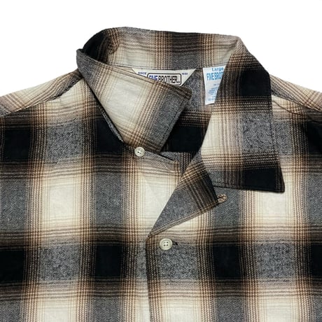 FIVE BROTHER　 OPEN COLLAR L/S FLANNEL SHIRT (BLACK)
