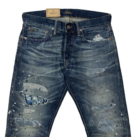 POLO RALPHLAUREN　"THE VARICK SLIM STRIGHT" PAISLEY PATCH DENIM