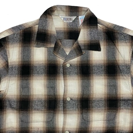 FIVE BROTHER　 OPEN COLLAR L/S FLANNEL SHIRT (BLACK)
