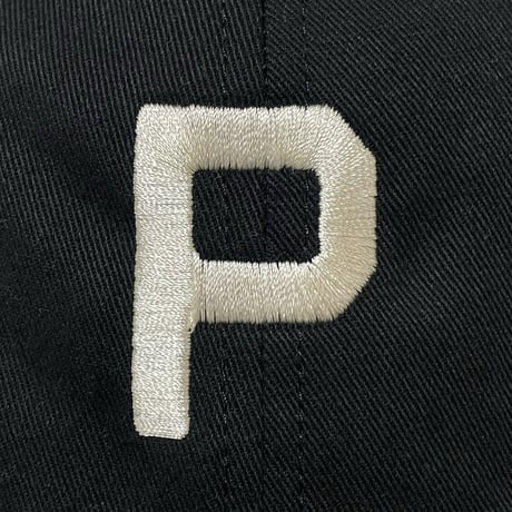 COOPERSTOWN BALL CAP（別注) "P EMBROIDERY" BASEBALL CAP (BLACK)