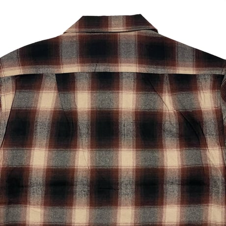 FIVE BROTHER　 OPEN COLLAR L/S FLANNEL SHIRT (BROWN)