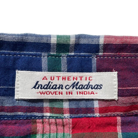 POLO RALPHLAUREN　"INDIAN MADRAS" BUTTON DOWN S/S SHIRT