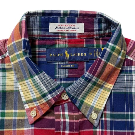 POLO RALPHLAUREN　"INDIAN MADRAS" BUTTON DOWN S/S SHIRT