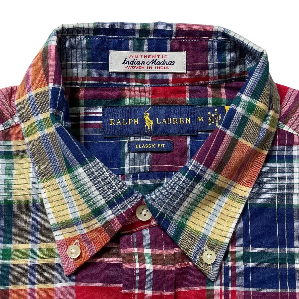 【美品】ラルフローレン　長袖シャツ　近年　現行　INDIA MADRAS　花柄 00s ポロ ラルフローレン マドラスチェック チンスト&マチ付き