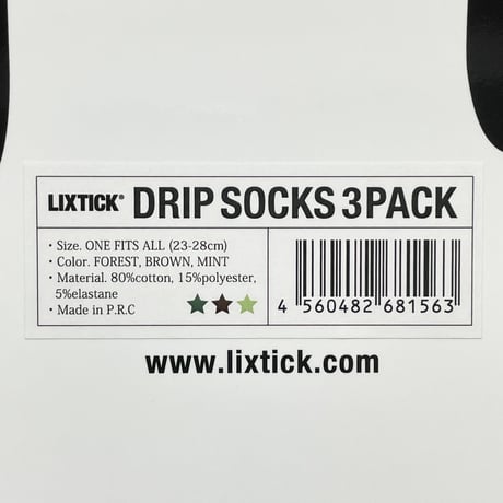 LIXTICK　DRIP SOCKS 3PACK (7th)