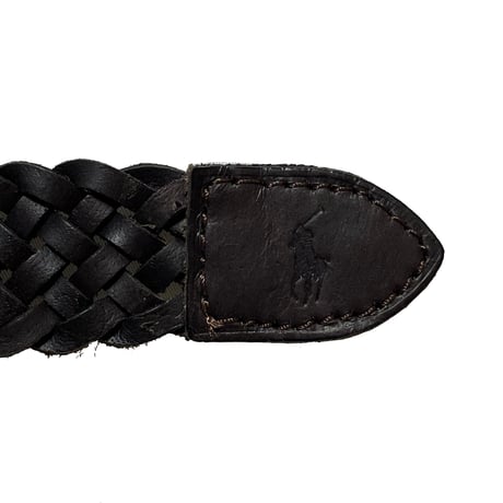 POLO RALPHLAUREN　 MESH LEATHER BELT (DARK BROWN)