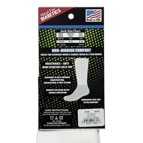 Jefferies Socks　 CAROLINA ULTIMATE  NON-BINDING MIDDLE SOCKS 2PAIR (WHITE/BLACK)
