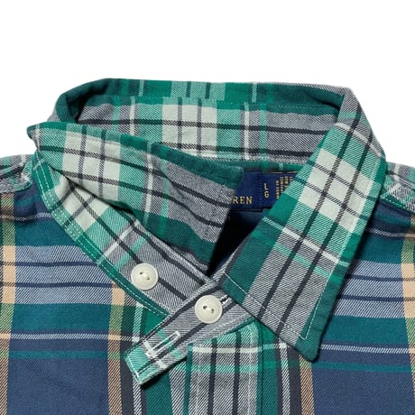 POLO RALPHLAUREN　"CLASSIC FIT" FLANNEL SHIRT (BLUE PLAID)