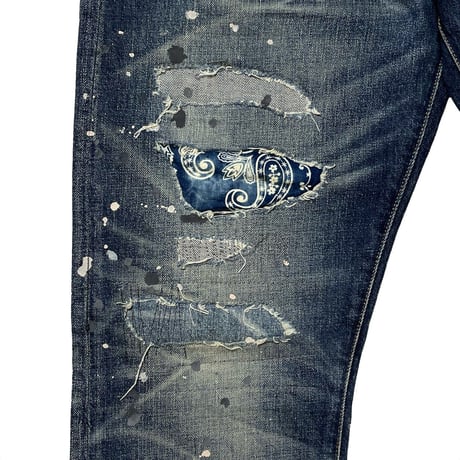 POLO RALPHLAUREN　"THE VARICK SLIM STRIGHT" PAISLEY PATCH DENIM