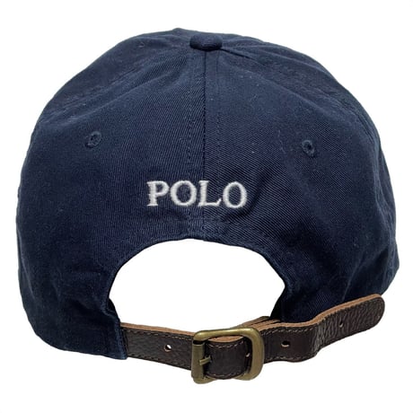 POLO RALPHLAUREN　"LEATHER BELT" 6-PANEL CAP (NAVY)