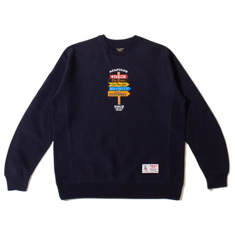 ACAPULCO GOLD "DIRECTION SIGN" CREWNECK SWEAT (NAVY)