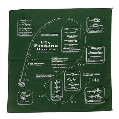 The Printed Image　 "Fly Fishing Knote" BANDANA (GREEN)