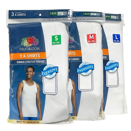 FRUIT OF THE LOOM　3 A-SHIRTS (WHITE)