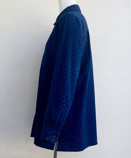 藍綿紳士シャツ　レギュラーカラー