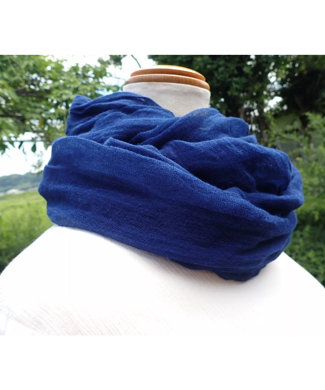 ゆっこ様２点　専用本藍染コットン80番手高品質二重織ストールとフレンチ ゆっこ様2点 専用本藍染コットン80番手高品質二重織ストール