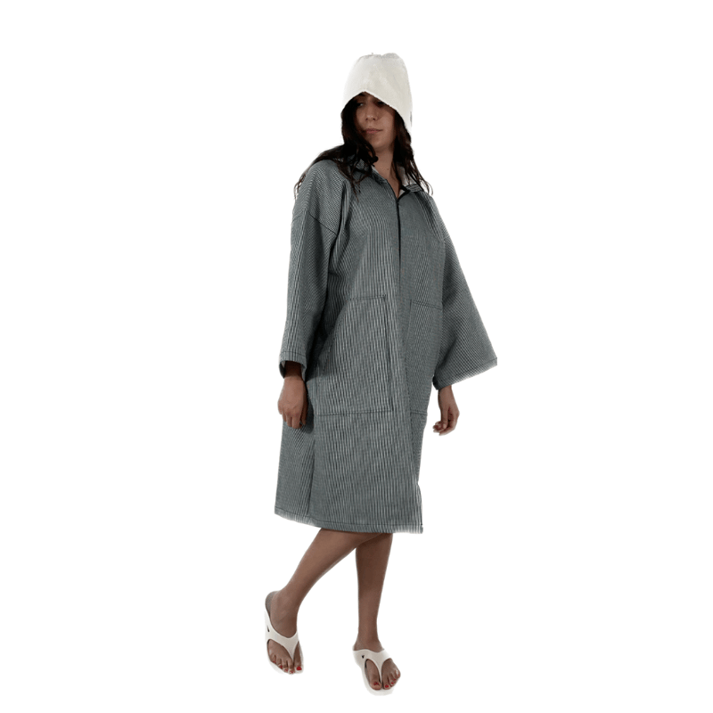 すぐ乾く吸水速乾「hotel_」のストライプ柄 サウナポンチョ すぐ乾く吸水速乾「hotel_」のストライプ柄 サウナポンチョ