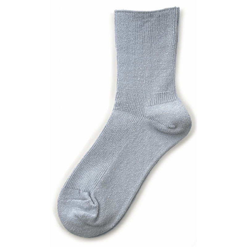 442 表絹100％リブ柄クルーソックス／22-24cm | ほんのきもち