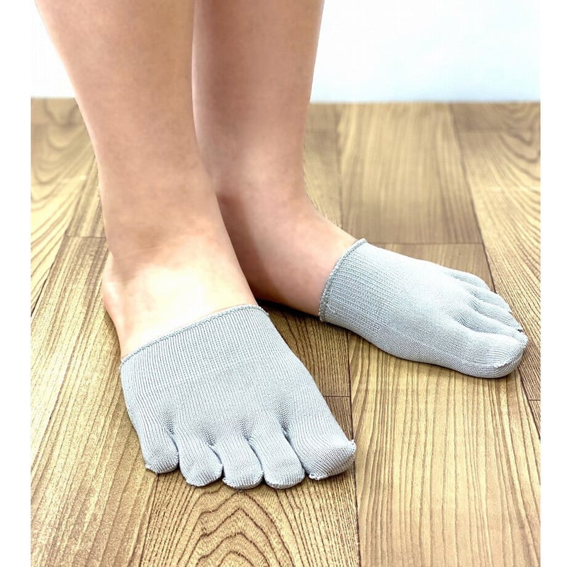 ムズクリア5本指ハーフソックス2点白／22～27㎝／ムレ対策・白癬菌抑制