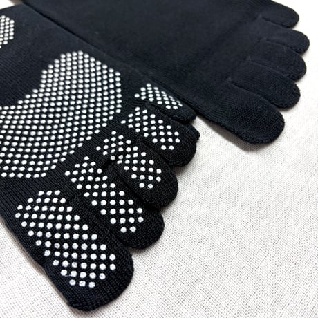 足元しっかり安定  スベリ止め付き五本指クルー丈ソックス（25-27cm）