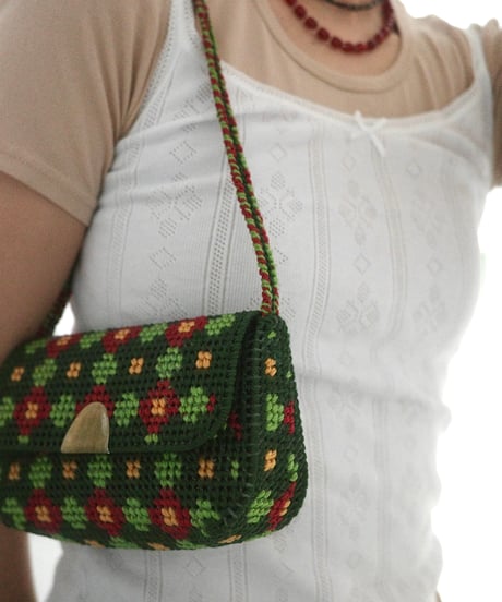 1970’s Geometric Floral Needlepoint Mini Bag