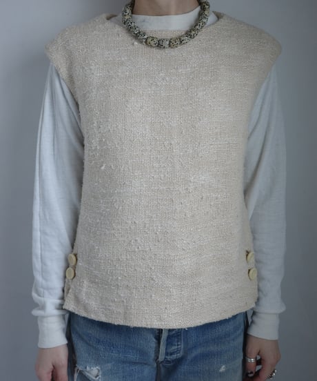 【Neiman Marcus × Joan Leslie by Kasper】 Ivory Tweed Top / 1960's-1970's