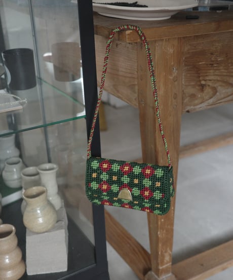 1970’s Geometric Floral Needlepoint Mini Bag