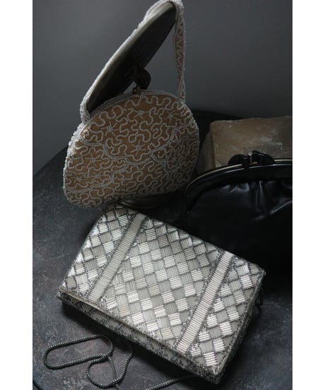 1960s〜70s Metallic Bugle Bead Checkerboard Chain Bag / Clutch