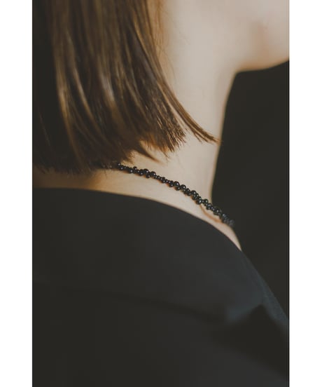 【SAHAR original jewelry】One Pearl Choker – Black Glass
