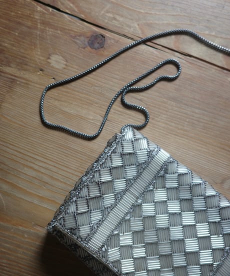 1960s〜70s Metallic Bugle Bead Checkerboard Chain Bag / Clutch