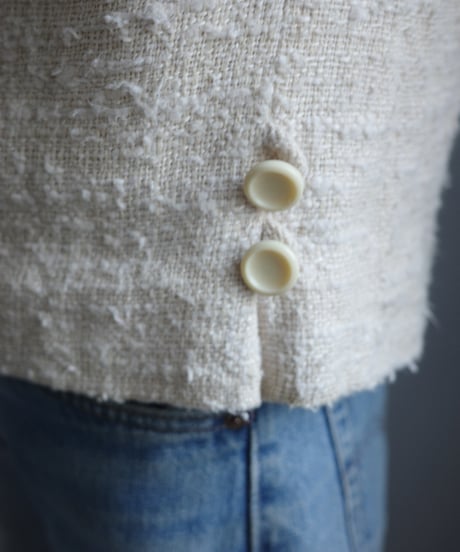 【Neiman Marcus × Joan Leslie by Kasper】 Ivory Tweed Top / 1960's-1970's