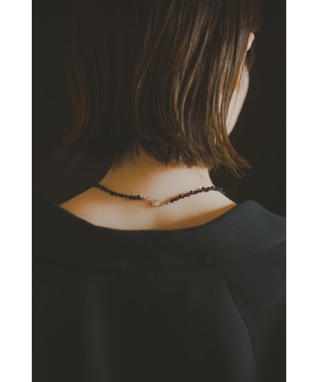 【SAHAR original jewelry】One Pearl Choker – Black Glass