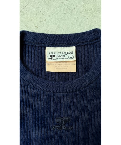 【courrèges】1980's-1990's Logo Rib short sleeve Knit