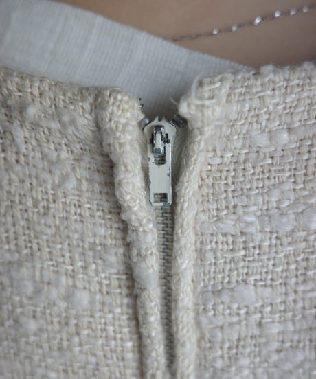 【Neiman Marcus × Joan Leslie by Kasper】 Ivory Tweed Top / 1960's-1970's