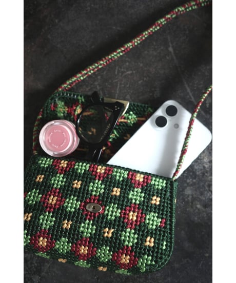 1970’s Geometric Floral Needlepoint Mini Bag