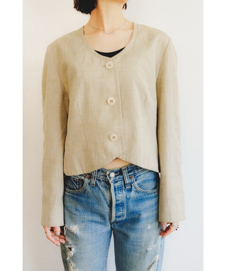 【Country Sophisticates by Pendleton 】1980's linen short jacket