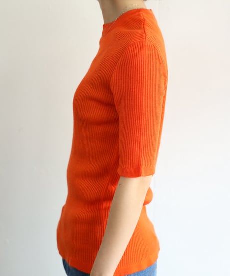 【courrèges】1980's  Logo Rib short sleeve Knit