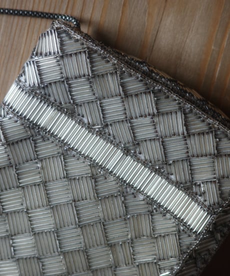 1960s〜70s Metallic Bugle Bead Checkerboard Chain Bag / Clutch
