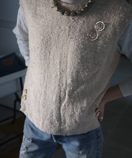 【Neiman Marcus × Joan Leslie by Kasper】 Ivory Tweed Top / 1960's-1970's