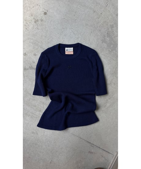【courrèges】1980's-1990's Logo Rib short sleeve Knit