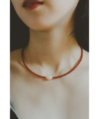 【SAHAR original jewelry】	One Pearl Choker – Red Carnelian