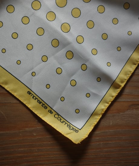 【Courrèges】70s  "empreinte" Optical Dot Scarf with Original Pouch